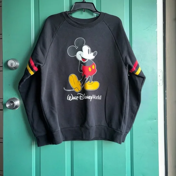 Disney women’s large Black Crewneck Sweater with Mickey Mouse - Picture 2 of 6
